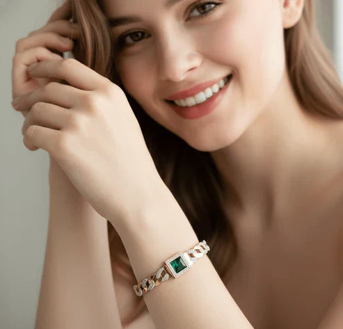 Emerald Crown Luxury Bangle | Delivered Only in Dubai