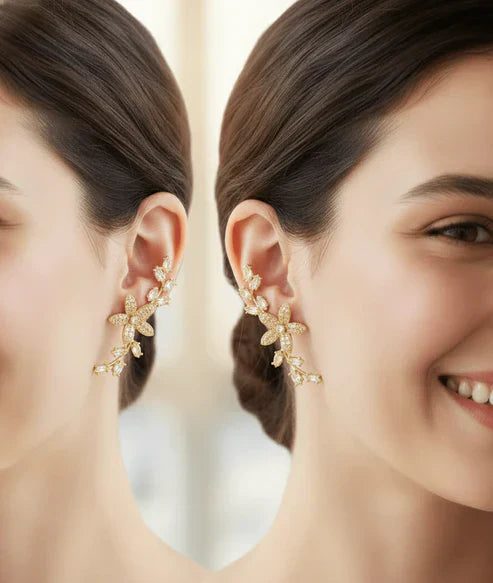 Floral Crystal Vine Earrings | Delivered Only in Dubai