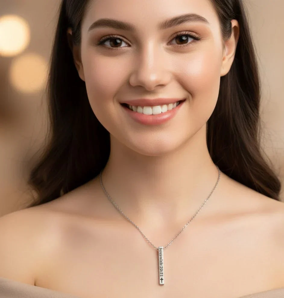 Custom Bar Necklace | Personalized Jewelry | Delivered Only in Dubai